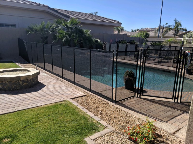 mesh pool fence enclosure in black
