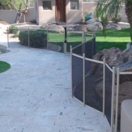 mesh pet pool fence zig zag configuration