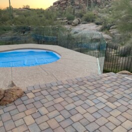 glass pool barrier and views of phoenix desert landscape