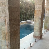 glass fencing between columns