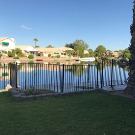iron fencing backyard lake safety barrier