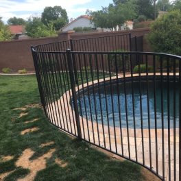 standard black iron pool fence with curve