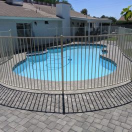 white iron pool safety fence