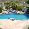 pool safety net over water rock features
